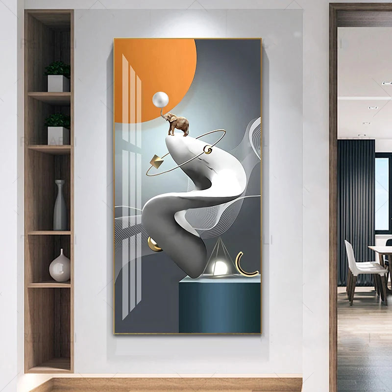 Nordic Celestial Harmony Wall Art Fine Art Canvas Prints Light Luxury Abstract Auspicious Pictures For Modern Apartment Living Room Foyer Art Decor