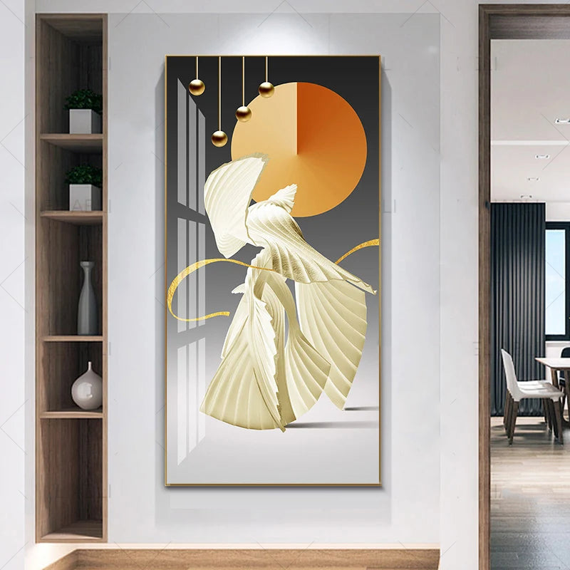 Nordic Celestial Harmony Wall Art Fine Art Canvas Prints Light Luxury Abstract Auspicious Pictures For Modern Apartment Living Room Foyer Art Decor