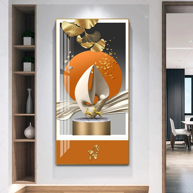 Nordic Celestial Harmony Wall Art Fine Art Canvas Prints Light Luxury Abstract Auspicious Pictures For Modern Apartment Living Room Foyer Art Decor