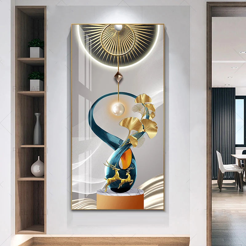 Nordic Celestial Harmony Wall Art Fine Art Canvas Prints Light Luxury Abstract Auspicious Pictures For Modern Apartment Living Room Foyer Art Decor