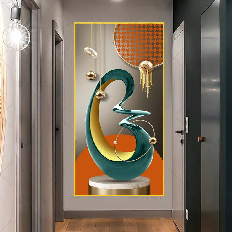 Nordic Celestial Harmony Wall Art Fine Art Canvas Prints Light Luxury Abstract Auspicious Pictures For Modern Apartment Living Room Foyer Art Decor