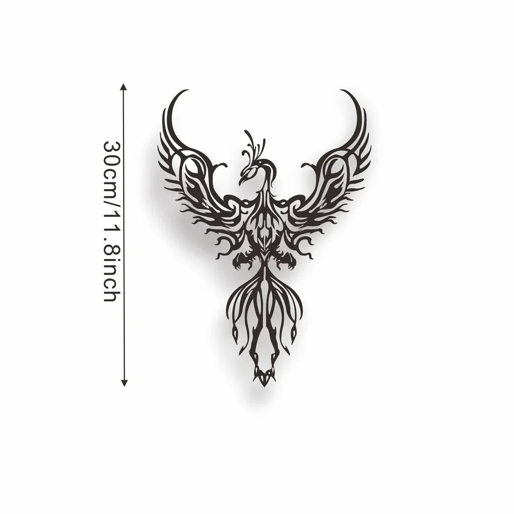 Nordic Fire Phoenix 3d Iron Crafted Black Metal Wall Mounted Art Decoration - Creative Wall Decor For Modern Apartment Living Room Bedroom Dining Room Home Decor