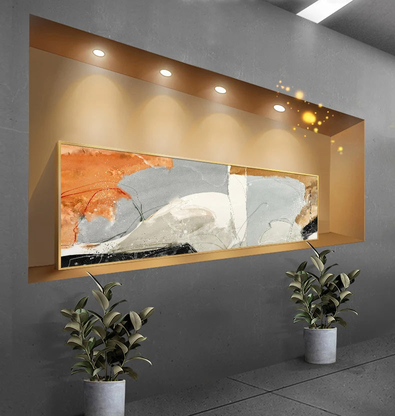 Nordic Geomorphic Abstract Wide Format Wall Art Fine Art Canvas Prints Modern Pictures For Above The Bed Contemporary Living Room Art For Above The Sofa