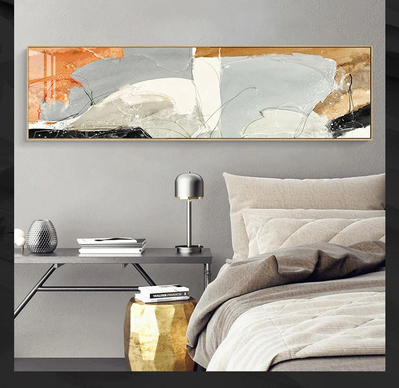 Nordic Geomorphic Abstract Wide Format Wall Art Fine Art Canvas Prints Modern Pictures For Above The Bed Contemporary Living Room Art For Above The Sofa