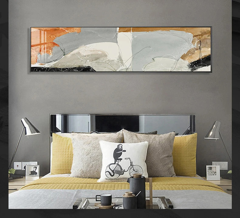 Nordic Geomorphic Abstract Wide Format Wall Art Fine Art Canvas Prints Modern Pictures For Above The Bed Contemporary Living Room Art For Above The Sofa