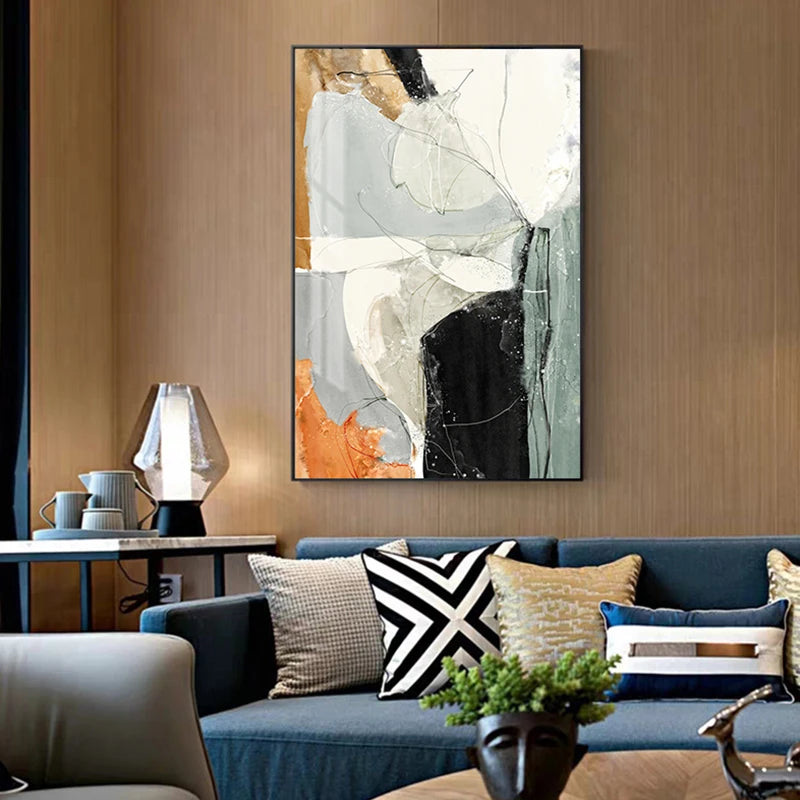 Nordic Geomorphic Color Chaos Abstract Wall Art Fine Art Canvas Prints Pictures For Modern Apartment Living Room Contemporary Home Decor