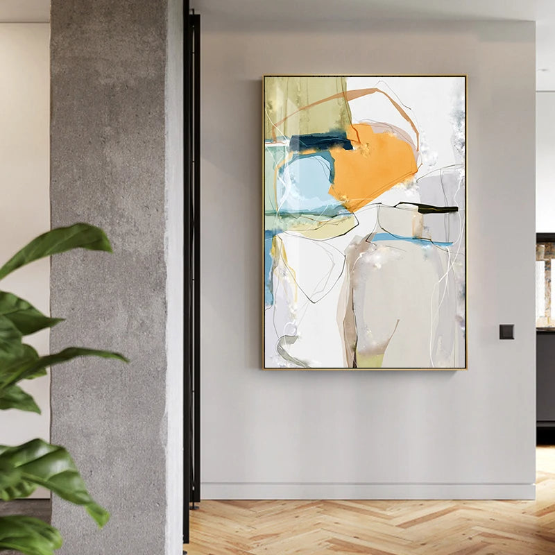 Nordic Geomorphic Color Chaos Abstract Wall Art Fine Art Canvas Prints Pictures For Modern Apartment Living Room Contemporary Home Decor