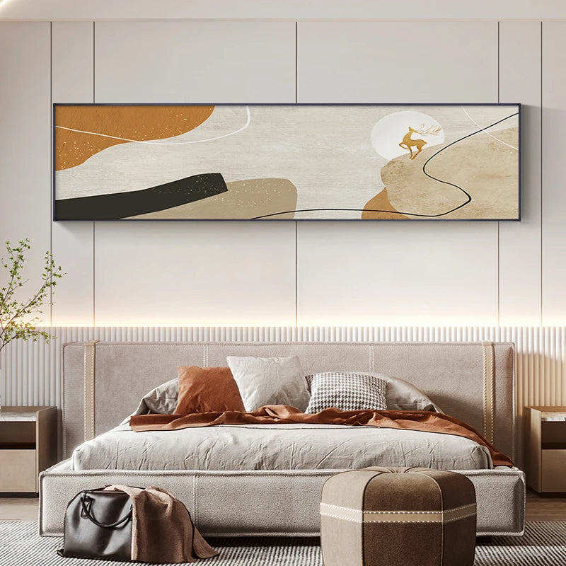 Nordic Golden Deer Landscape Abstract Wide Format Wall Art Fine Art Canvas Prints Pictures Above The So fa Art For Above The Bed 2025