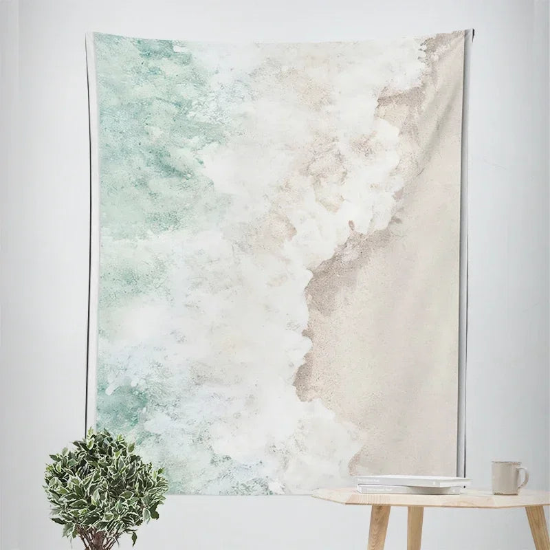 Nordic Hanging Tapestry Wall Decoration 100% Polyester Printed Seascapes Beach Blue Sky Tapestries Pictures Of Calm For Living Room Inspirational Home Decor