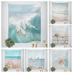 Nordic Hanging Tapestry Wall Decoration 100% Polyester Printed Seascapes Beach Blue Sky Tapestries Pictures Of Calm For Living Room Inspirational Home Decor