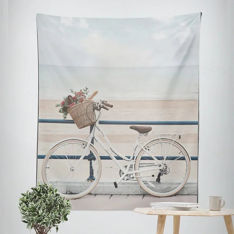 Nordic Hanging Tapestry Wall Decoration 100% Polyester Printed Seascapes Beach Blue Sky Tapestries Pictures Of Calm For Living Room Inspirational Home Decor