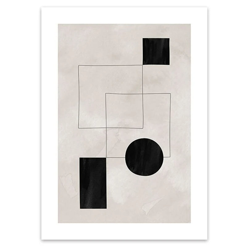 Nordic Minimalist Geometric Abstract Wall Art Fine Art Canvas Prints Beige Black Abstract Pictures For Modern Apartment Home Decor