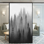 Nordic Misty Forest Privacy Window Film For Bathroom Kitchen Foyer Office Removable Frosted Film For Glass Semi Transparent Peel and Stick Static Cling Technology