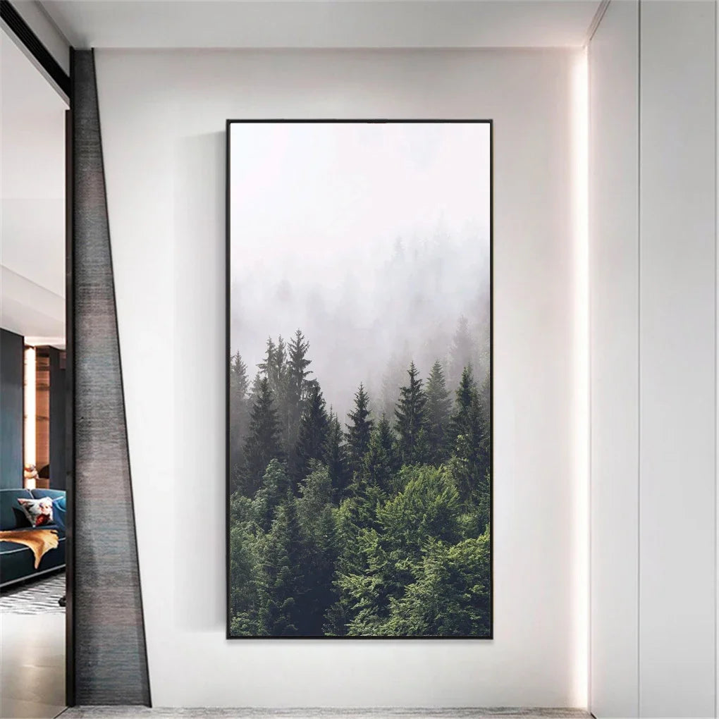 Nordic Misty Forest Privacy Window Film For Bathroom Kitchen Foyer Office Removable Frosted Film For Glass Semi Transparent Peel and Stick Static Cling Technology