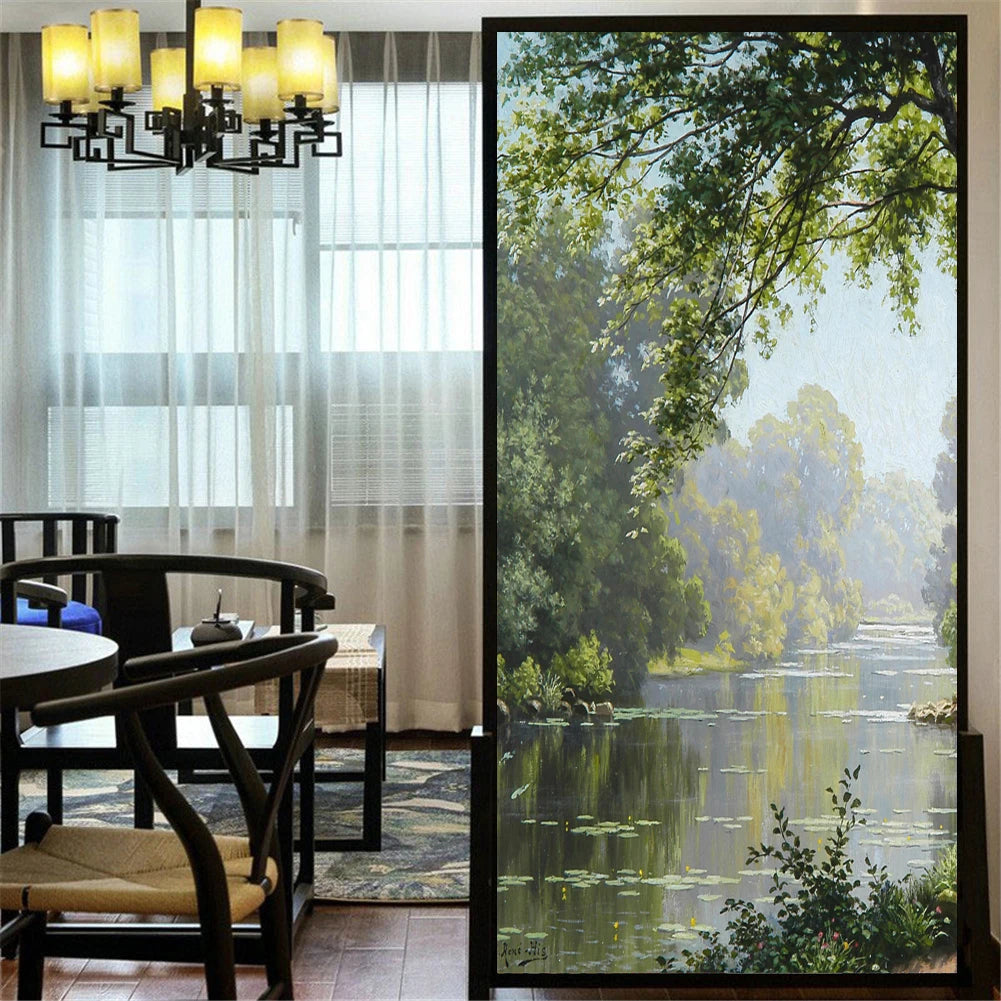 Nordic Misty Forest Privacy Window Film For Bathroom Kitchen Foyer Office Removable Frosted Film For Glass Semi Transparent Peel and Stick Static Cling Technology