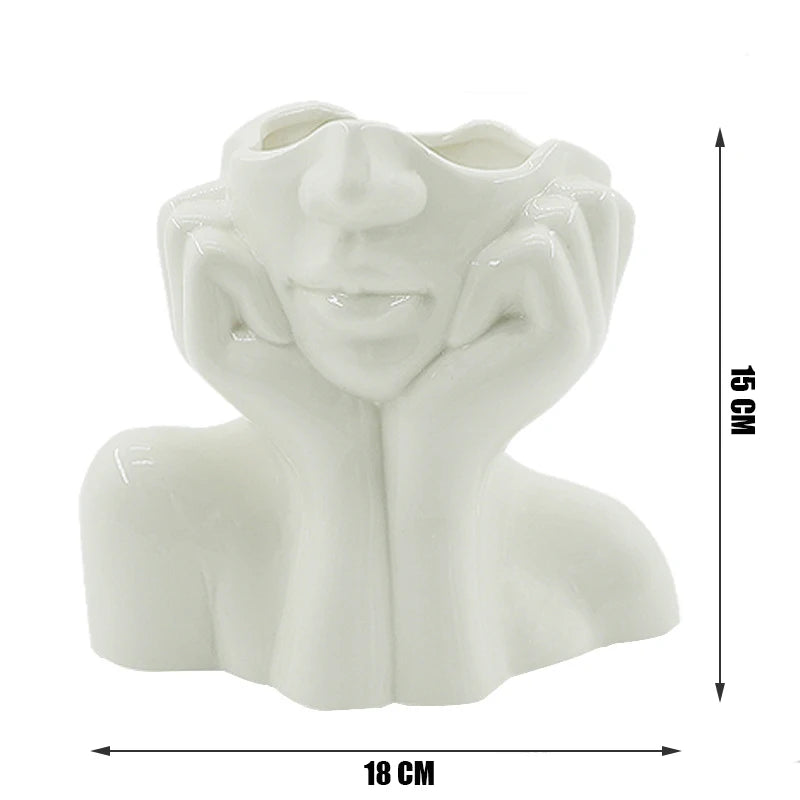 Nordic Serenity Head Vases - Elegant Ceramic Sculptured Plant Pots for Modern Scandinavian Home Decor