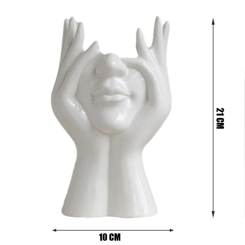 Nordic Serenity Head Vases - Elegant Ceramic Sculptured Plant Pots for Modern Scandinavian Home Decor