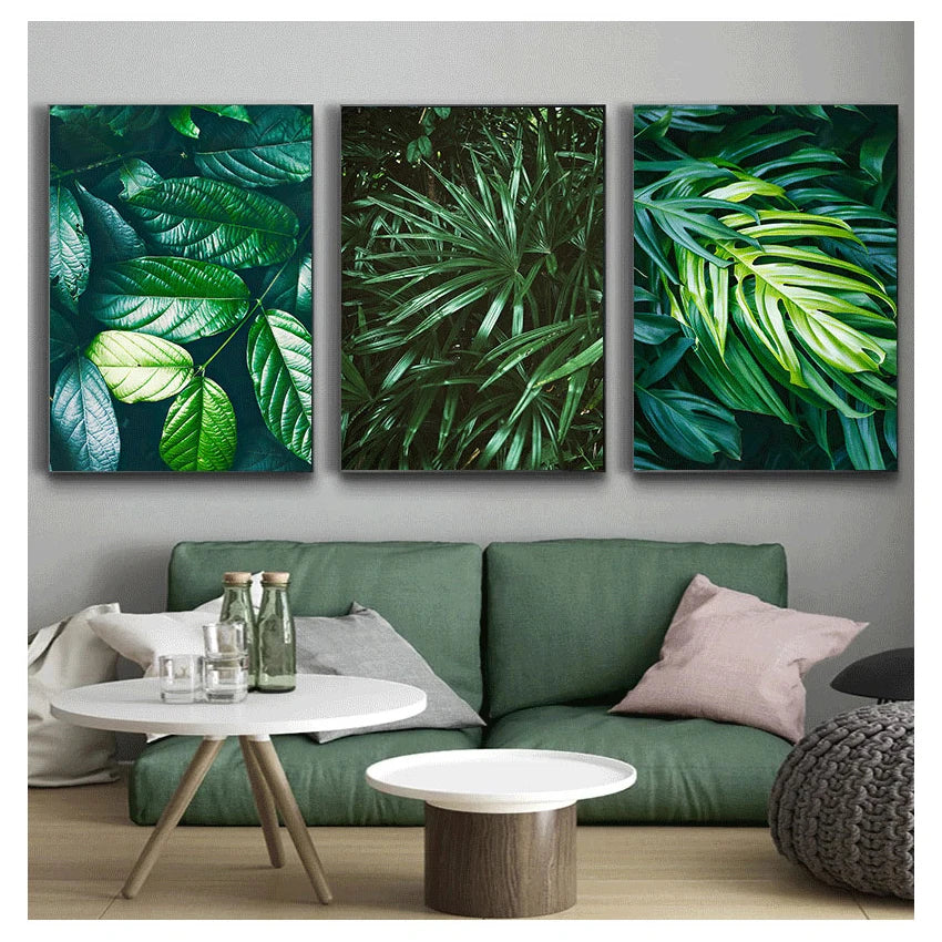 Nordic Tropical Green Leaf Nature Posters Wall Art Fine Art Canvas Prints Ambient Pictures Of Calm For Living Room Dining Room Home Office Decor