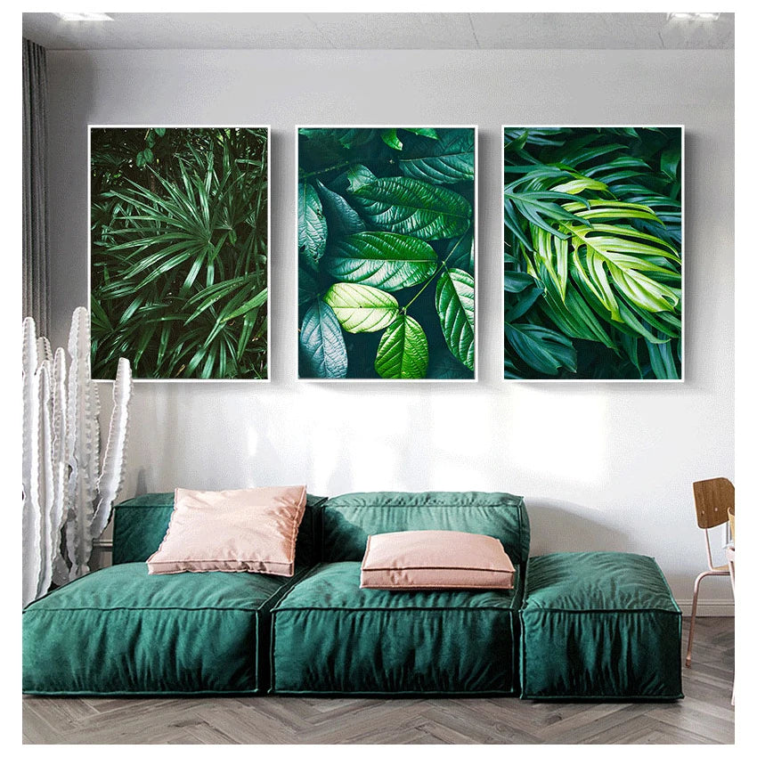 Nordic Tropical Green Leaf Nature Posters Wall Art Fine Art Canvas Prints Ambient Pictures Of Calm For Living Room Dining Room Home Office Decor