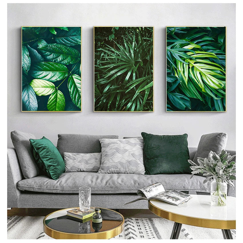 Nordic Tropical Green Leaf Nature Posters Wall Art Fine Art Canvas Prints Ambient Pictures Of Calm For Living Room Dining Room Home Office Decor