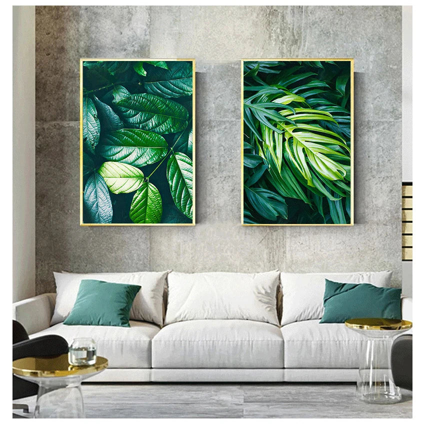 Nordic Tropical Green Leaf Nature Posters Wall Art Fine Art Canvas Prints Ambient Pictures Of Calm For Living Room Dining Room Home Office Decor