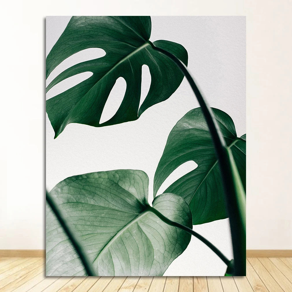 Nordic Tropical Green Leaf Nature Posters Wall Art Fine Art Canvas Prints Ambient Pictures Of Calm For Living Room Dining Room Home Office Decor