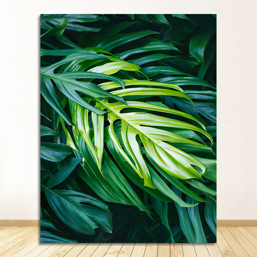 Nordic Tropical Green Leaf Nature Posters Wall Art Fine Art Canvas Prints Ambient Pictures Of Calm For Living Room Dining Room Home Office Decor