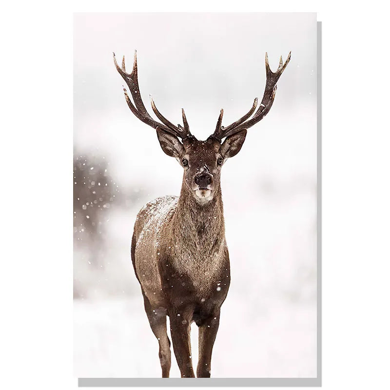 Nordic Winter Forest Deer Landscape Wall Art Fine Art Canvas Prints Gallery Wall Pictures For Living Room Dining Room Art For Scandinavian Home Decor 2025