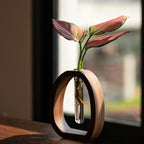 Nordic Wooden Frame Vase With Clear Glass Tube For Minimalist Floral Arrangements Modern Scandinavian Home Decor
