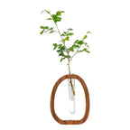 Nordic Wooden Frame Vase With Clear Glass Tube For Minimalist Floral Arrangements Modern Scandinavian Home Decor