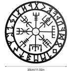 Norse Viking Runes Compass Black Metal Wall Art 3d Iron Craft Wall Mounted Nordic Plaque For Living Room Dining Room Creative Home Decor