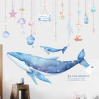 Ocean Dreamland Blue Whale Wall Decals – Waterproof Vinyl Mural for Nursery, Kids’ Room & Creative DIY Home Decor