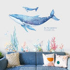 Ocean Dreamland Blue Whale Wall Decals – Waterproof Vinyl Mural for Nursery, Kids’ Room & Creative DIY Home Decor