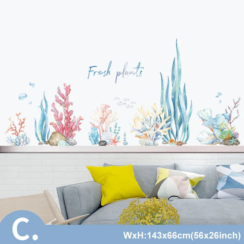 Ocean Dreamland Blue Whale Wall Decals – Waterproof Vinyl Mural for Nursery, Kids’ Room & Creative DIY Home Decor