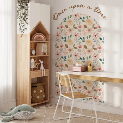 Once Upon A Time Boho Rose Floral Wall Mural – Self Adhesive PVC Wall Decal for Serene Living Spaces Modern Creative DIY Home Decor