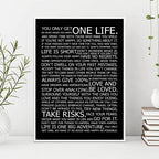 One Life Inspirational Motivational Quotes Poster Black White Wall Art Fine Art Canvas Prints Daily Mantra Picture For Living Bedroom Study Room Home Office Art Decor 2025 002