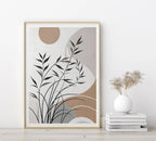 Oriental Zen Abstract Botanical Moon Sun Wall Art Fine Art Canvas Prints Picture for Living Room Dining Room Bedroom Art Decor