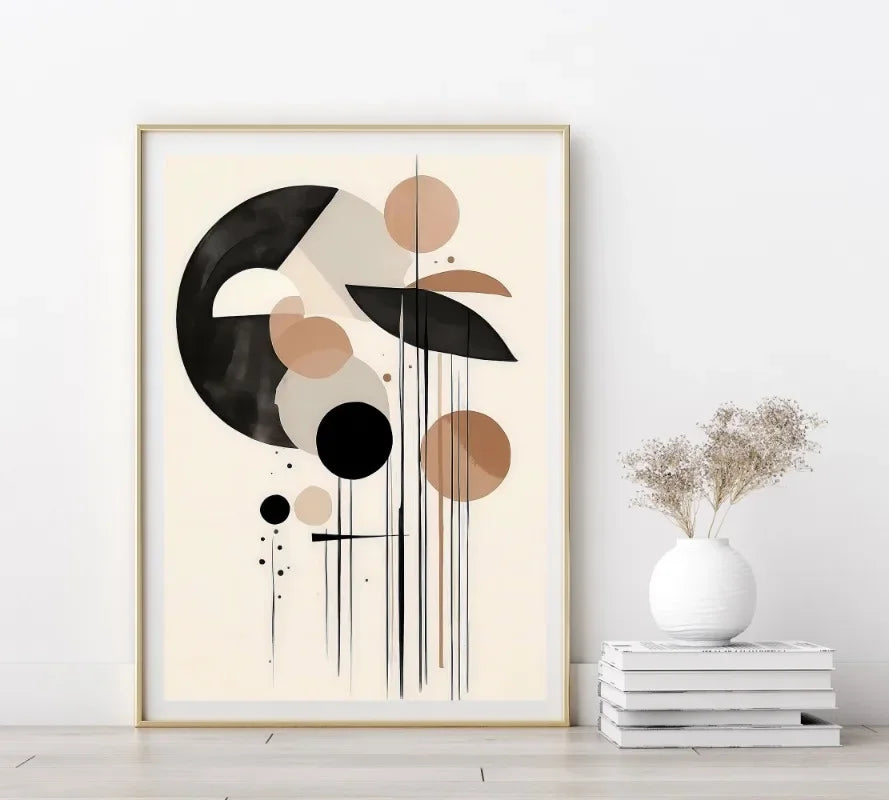 Oriental Zen Abstract Botanical Moon Sun Wall Art Fine Art Canvas Prints Picture for Living Room Dining Room Bedroom Art Decor