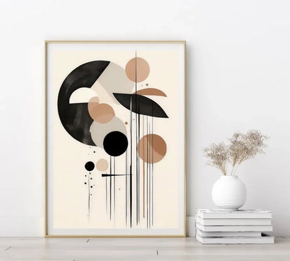 Oriental Zen Abstract Botanical Moon Sun Wall Art Fine Art Canvas Prints Picture for Living Room Dining Room Bedroom Art Decor