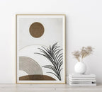 Oriental Zen Abstract Botanical Moon Sun Wall Art Fine Art Canvas Prints Picture for Living Room Dining Room Bedroom Art Decor
