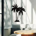 Pair Of Tropical Palm Trees Silhouette Black Metal Wall Art 3d Iron Craft Wall Decoration For Living Room Dining Room Creative Home Decor