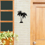 Pair Of Tropical Palm Trees Silhouette Black Metal Wall Art 3d Iron Craft Wall Decoration For Living Room Dining Room Creative Home Decor