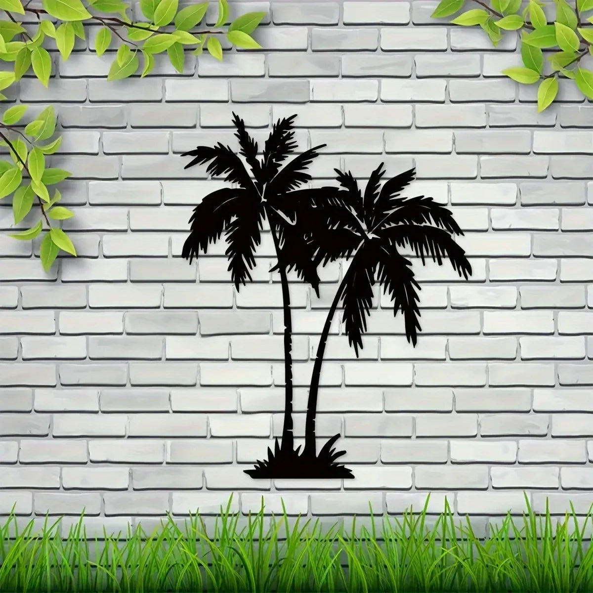 Pair Of Tropical Palm Trees Silhouette Black Metal Wall Art 3d Iron Craft Wall Decoration For Living Room Dining Room Creative Home Decor