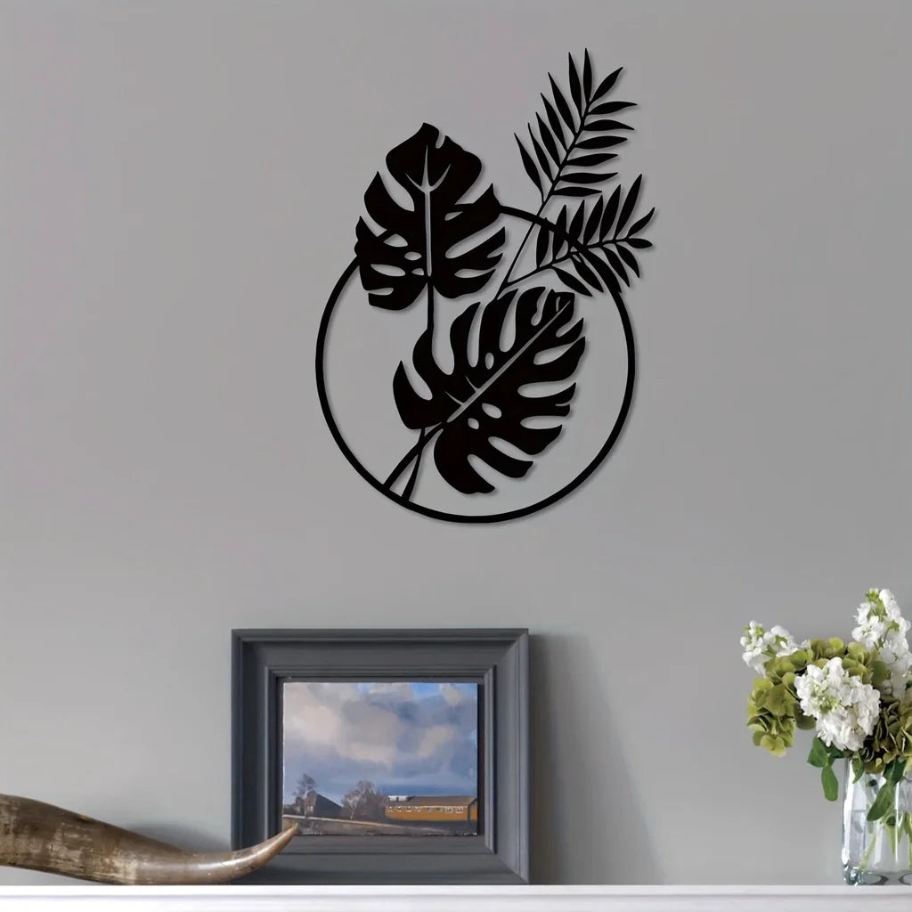 Palm Leaves Silhouette Iron Wall Art 3d Metalwork Plaques Easy To Install Wall Decor For Living Room Dining Room Creative Nordic Home Decor