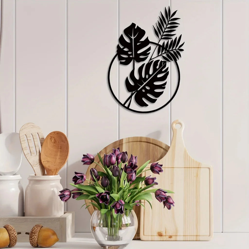 Palm Leaves Silhouette Iron Wall Art 3d Metalwork Plaques Easy To Install Wall Decor For Living Room Dining Room Creative Nordic Home Decor
