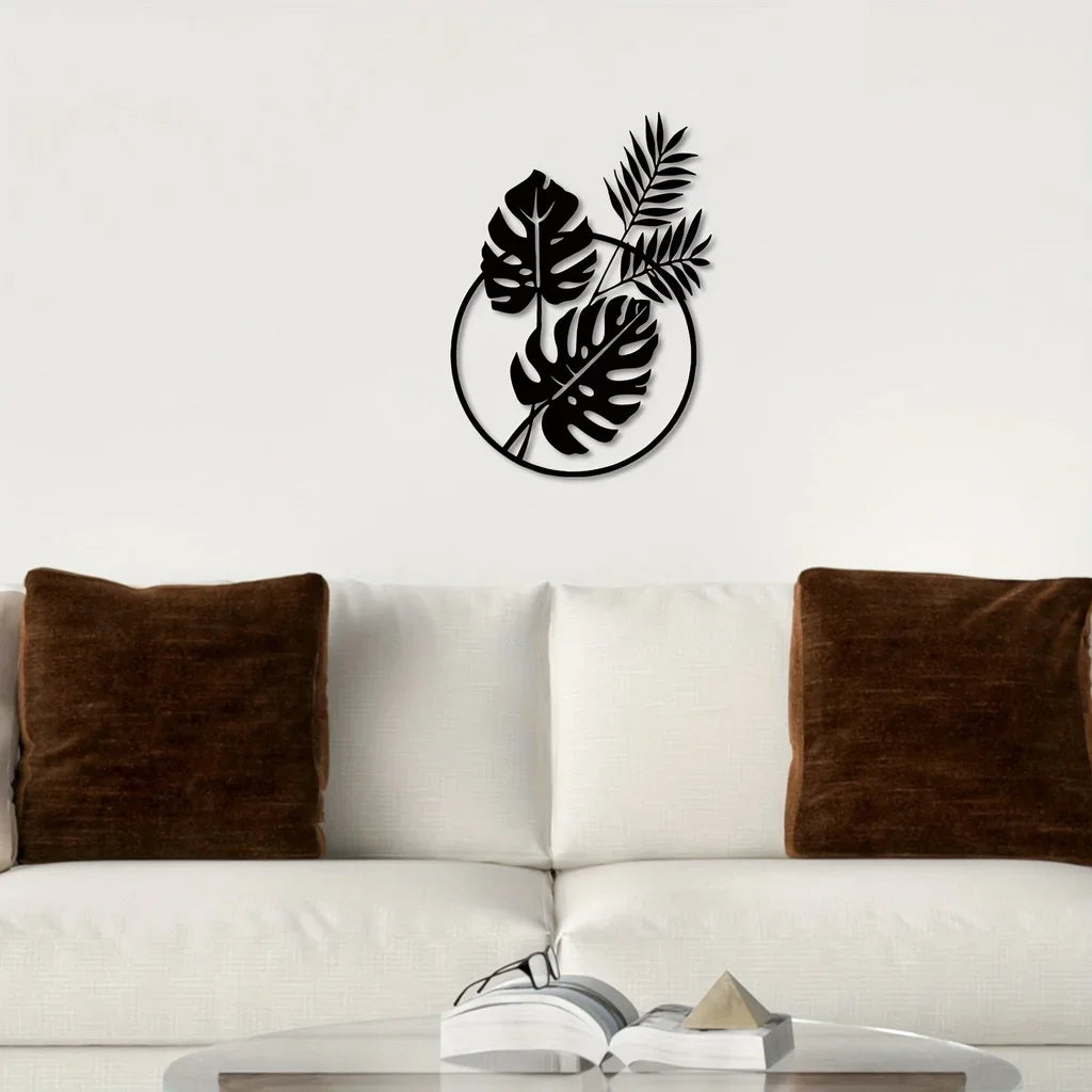 Palm Leaves Silhouette Iron Wall Art 3d Metalwork Plaques Easy To Install Wall Decor For Living Room Dining Room Creative Nordic Home Decor