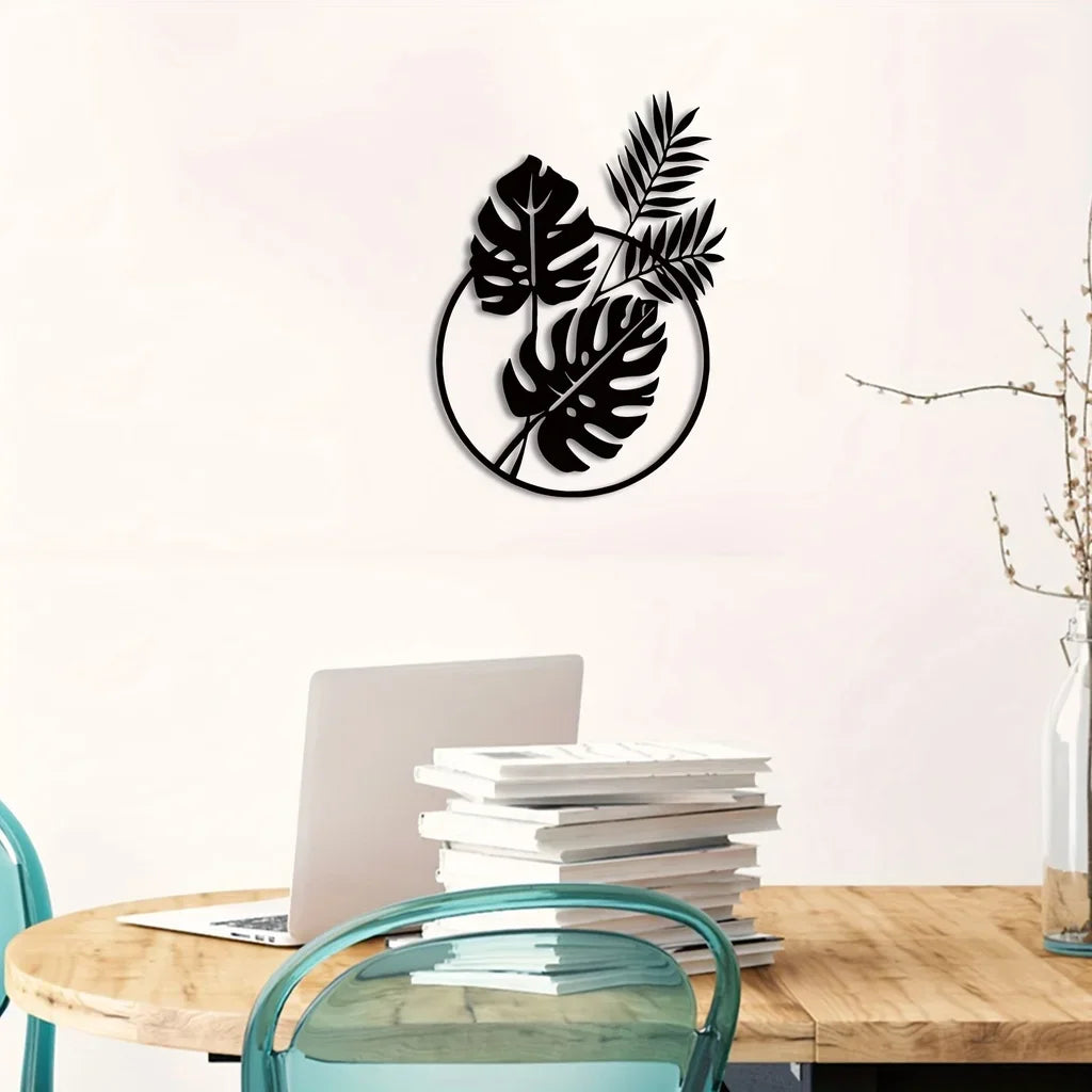 Palm Leaves Silhouette Iron Wall Art 3d Metalwork Plaques Easy To Install Wall Decor For Living Room Dining Room Creative Nordic Home Decor