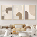 Pastel Beige Abstract Minimalist Geometric Wall Art Fine Art Canvas Prints Pictures For Living Room Bedroom Art For Modern Apartment Decor