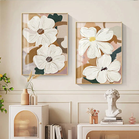 Pink Beige Floral Wall Art Fine Art Canvas Prints Modern Abstract Botanic Pictures For Living Room Bedroom Home Office Hotel Art Decor