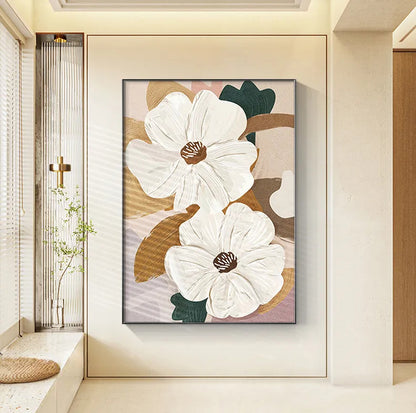 Pink Beige Floral Wall Art Fine Art Canvas Prints Modern Abstract Botanic Pictures For Living Room Bedroom Home Office Hotel Art Decor